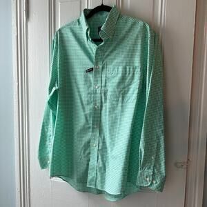 Jos A Bank Shirt Mens M Green Checkered Button Down Long Sleeve Collared Top